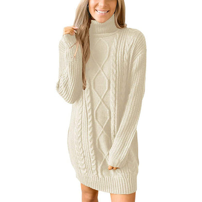 Dames Coltrui Jurk met Kabelbreisel – Sweaterjurk