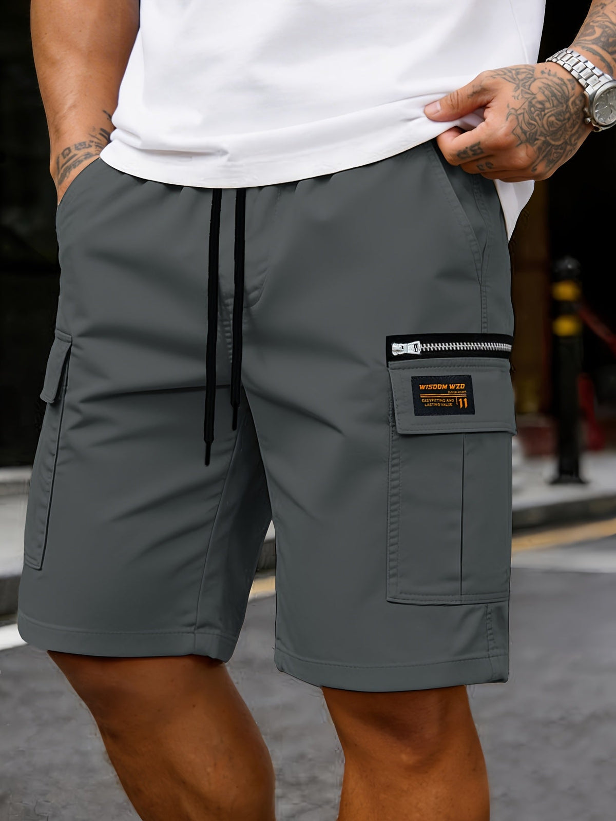 Mikkel | Herre Cargoshorts Med Snørtalje Og Lynlåslomme