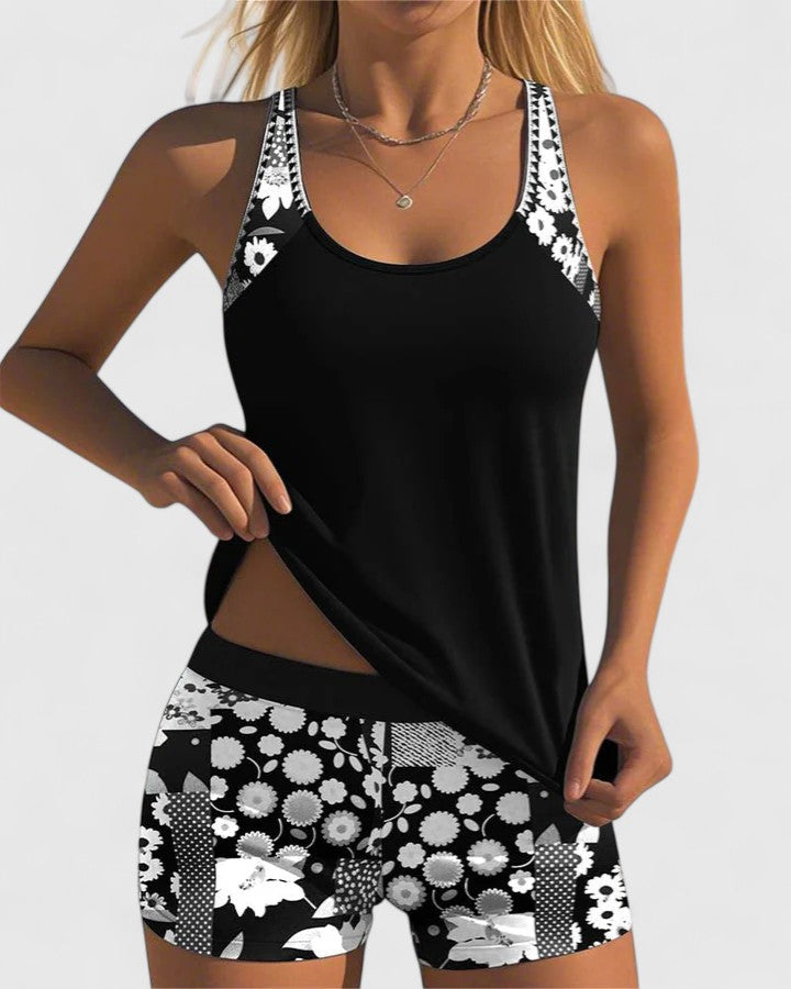 Dames High-Waisted Tankini – Geschikt voor Zomer, Met Verstelbare Bandjes en Ondersteuning