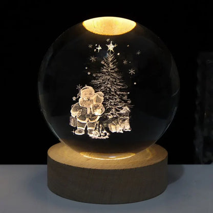 Lichtgevende Kristallen Bol met 3D Gravure Nachtlampje