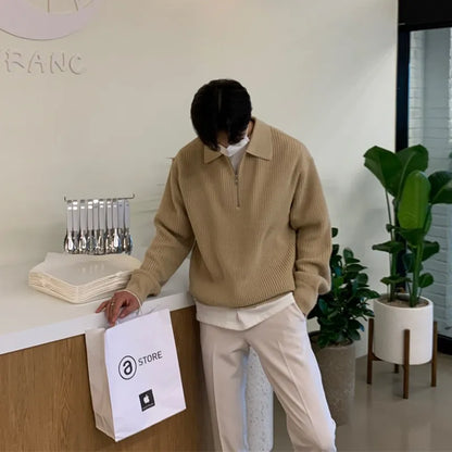 Nathan - Klassieke Gebreide Zip-Trui