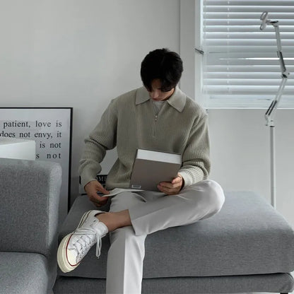 Nathan - Klassieke Gebreide Zip-Trui