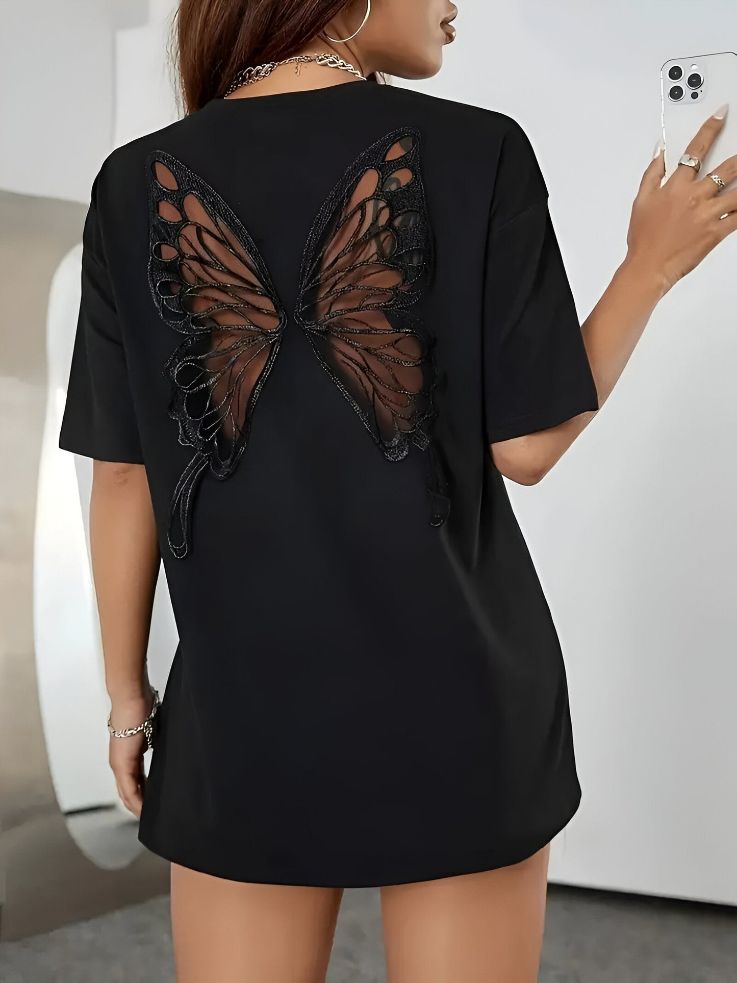 Bellamy - Cropped T-shirt met Vlinderkant