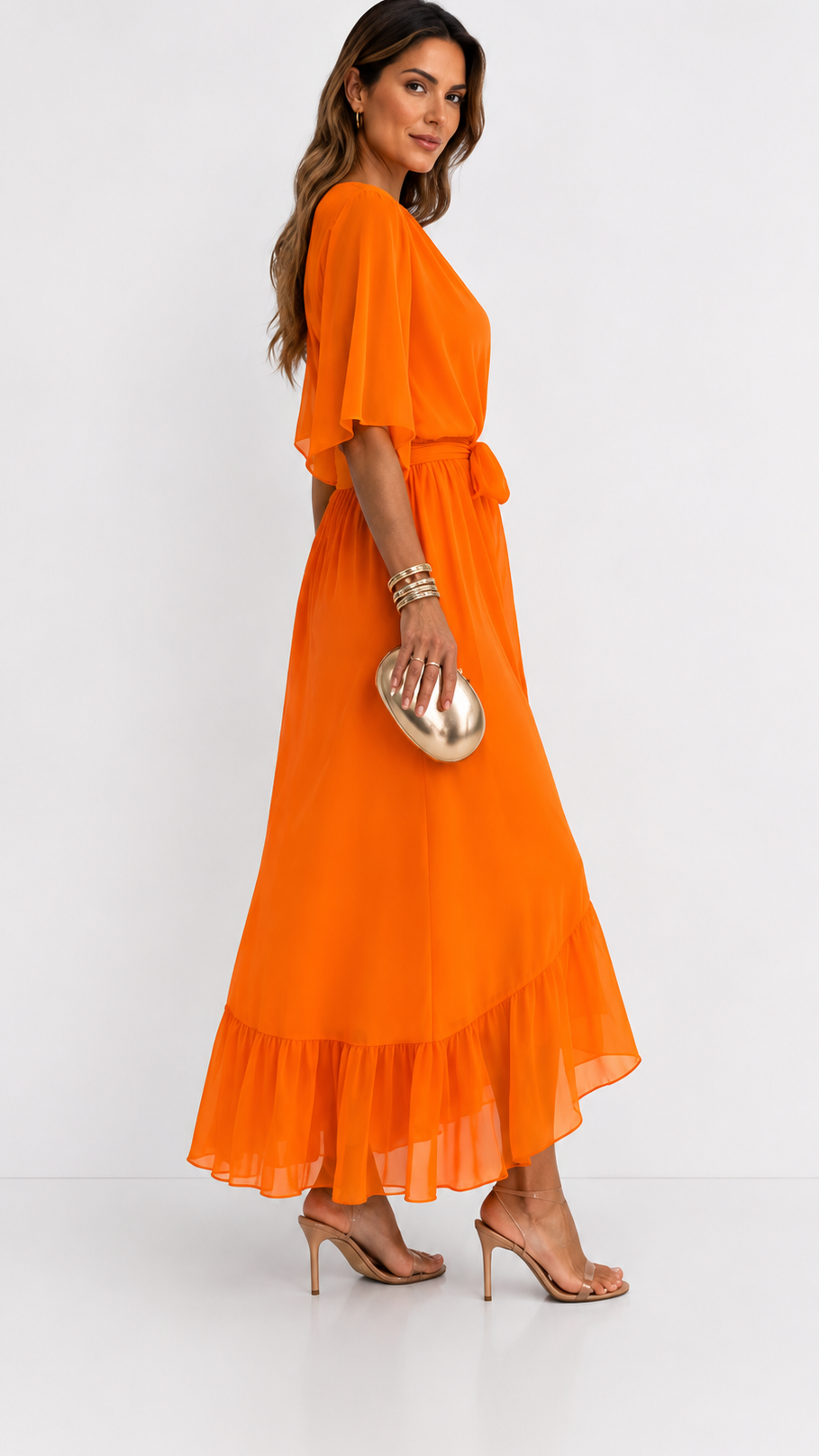 Dames Galajurk Chiffon met Portefeuille-Silhouet