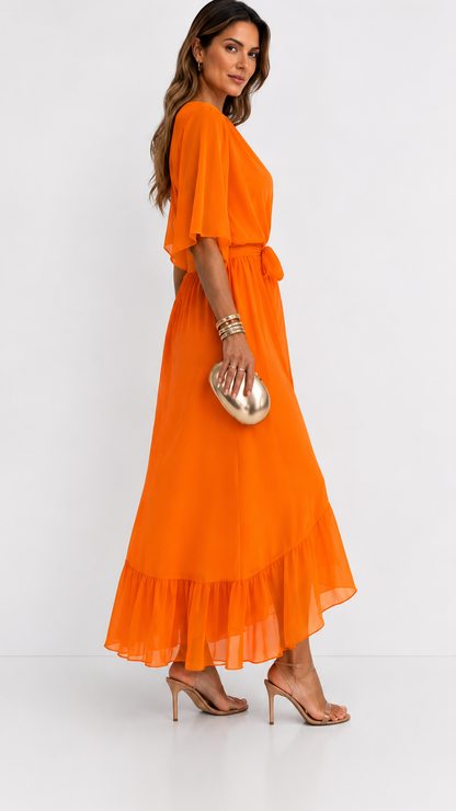 Dames Galajurk Chiffon met Portefeuille-Silhouet