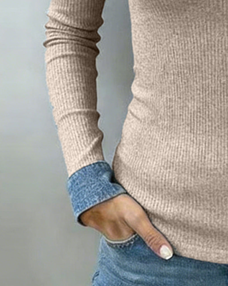 Dames Slim Fit Blouse – Met V-hals en Lange Mouwen voor Casual Gebruik