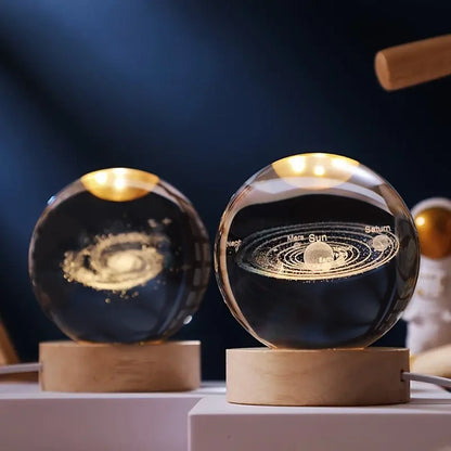 Lichtgevende Kristallen Bol met 3D Gravure Nachtlampje