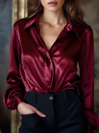 Dames Slim Fit Blouse – Met Lange Mouwen, Geschikt voor Werk en Dagelijks Gebruik