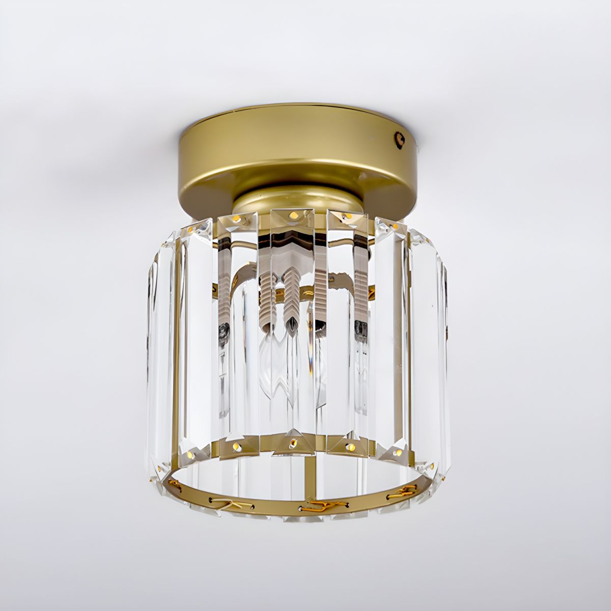 Plafondlamp Zwart met Kristallen Kap - Modern Design voor Hal en Woonkamer