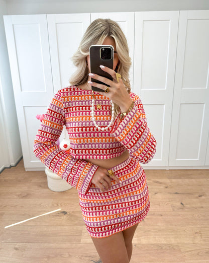 Nora - Trendy Twee-Delige Set met Crop Top en Hoge Taille Minirok