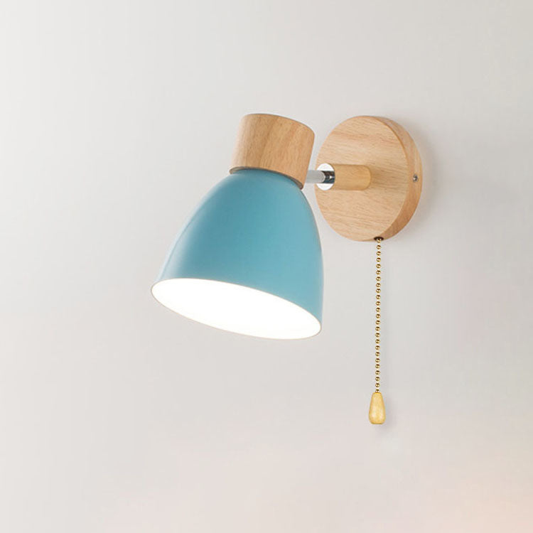 Wandlamp met Kantelbare Arm en Conische Kap - Hout en IJzer