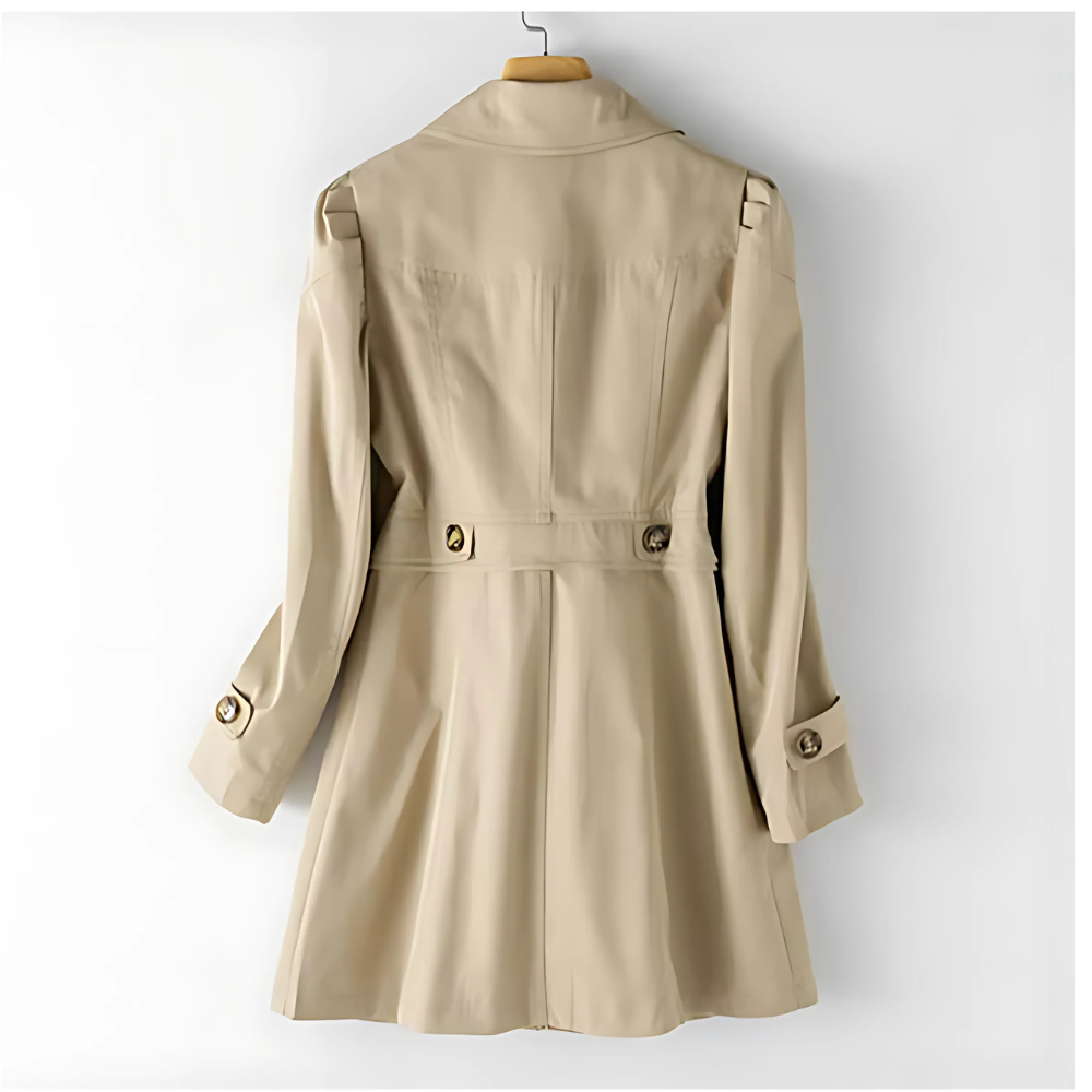 Dames Trenchcoat met Getailleerde Snit en Reverskraag