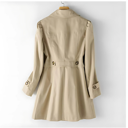 Dames Trenchcoat met Getailleerde Snit en Reverskraag