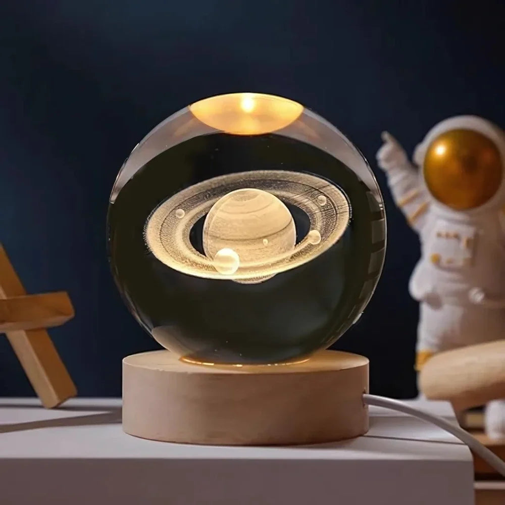 Lichtgevende Kristallen Bol met 3D Gravure Nachtlampje
