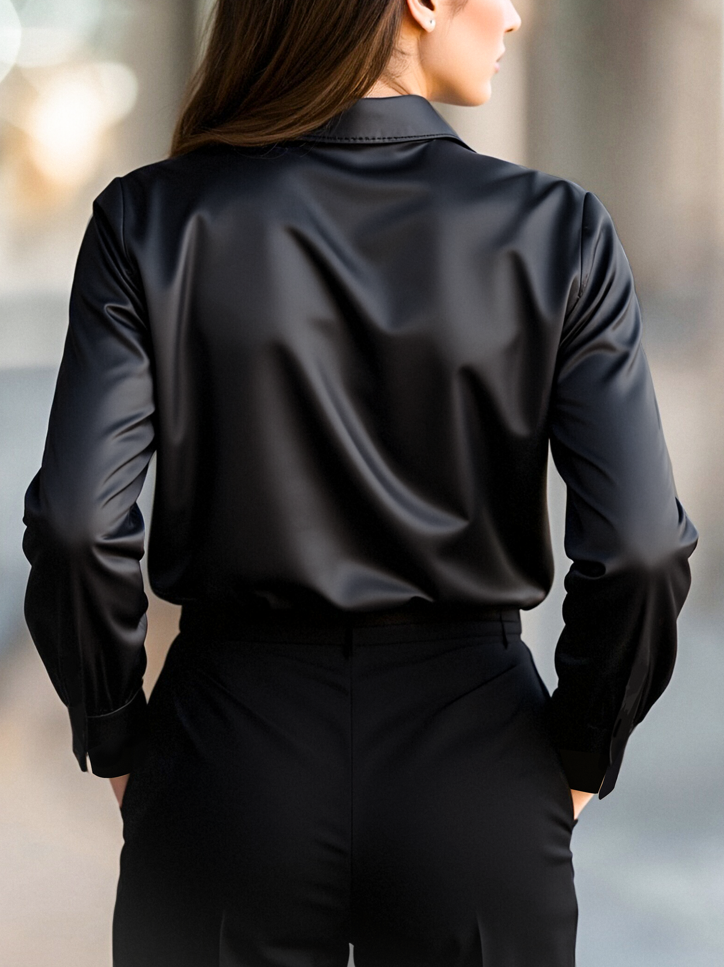 Dames Slim Fit Blouse – Met Lange Mouwen, Geschikt voor Werk en Dagelijks Gebruik
