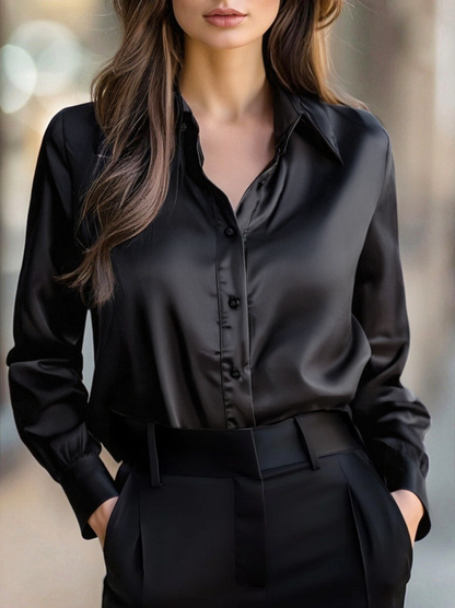 Dames Slim Fit Blouse – Met Lange Mouwen, Geschikt voor Werk en Dagelijks Gebruik