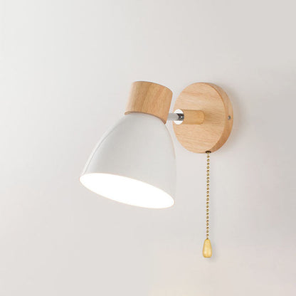 Wandlamp met Kantelbare Arm en Conische Kap - Hout en IJzer