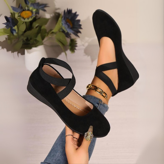 Dames Gesloten Wedge Ballerina's – Comfortabele Pasvorm met Verhoogde Hak voor Dagelijks Gebruik