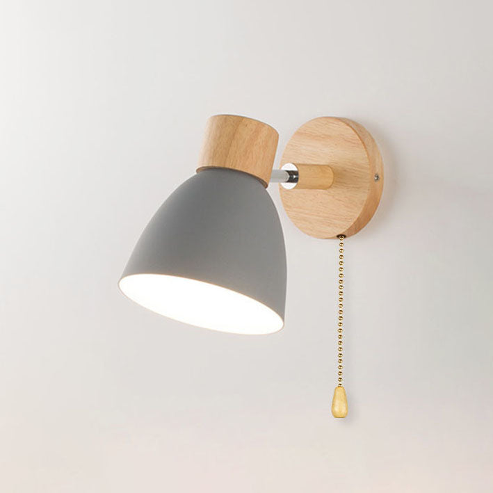 Wandlamp met Kantelbare Arm en Conische Kap - Hout en IJzer