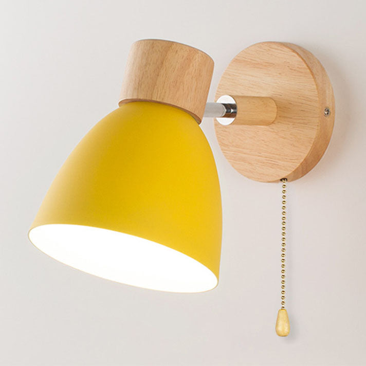Wandlamp met Kantelbare Arm en Conische Kap - Hout en IJzer