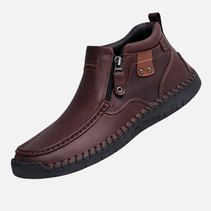 Heren Enkellaarzen met Zijrits en Moccasin Stiksel in Leerlook