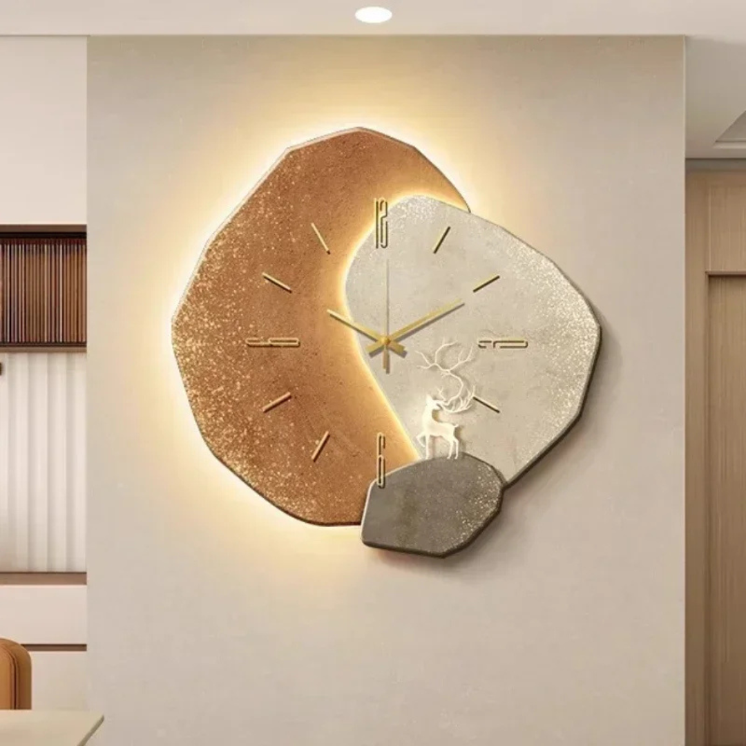 Modern Wood Accent Wall Clock with Soft LED Backlight