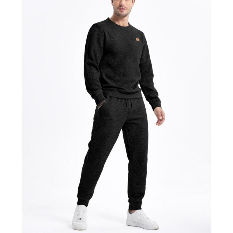 Heren Joggingpak Set Tweedelig – Jacquard Sweater en Broek