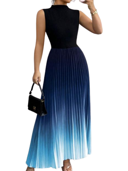 Dames Maxi Jurk Geplooid met Col