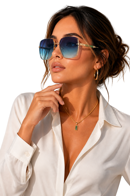 Dames Retro Aviator Zonnebril met Goudkleurig Montuur en UV400 Gradiëntglas