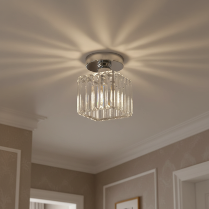 Plafondlamp Zwart met Kristallen Kap - Modern Design voor Hal en Woonkamer