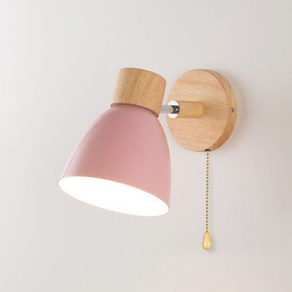 Wandlamp met Kantelbare Arm en Conische Kap - Hout en IJzer