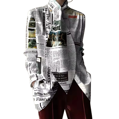 Dames Getailleerde Blouse – Met Lange Mouwen en Hoge Hals voor Werk en Dagelijks Gebruik