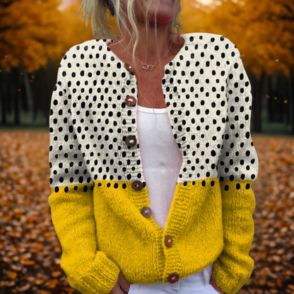 Dames Vest met Polka Dot Print – Gebreid Open Vest