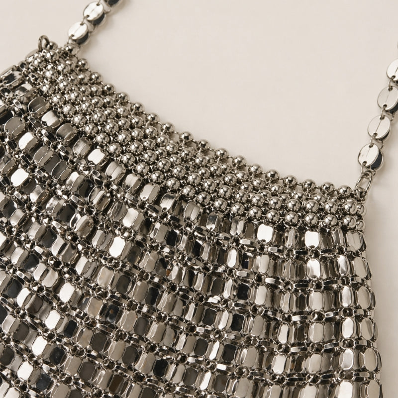 Dames Schoudertas met Spiegeleffect Mesh en Kettingband