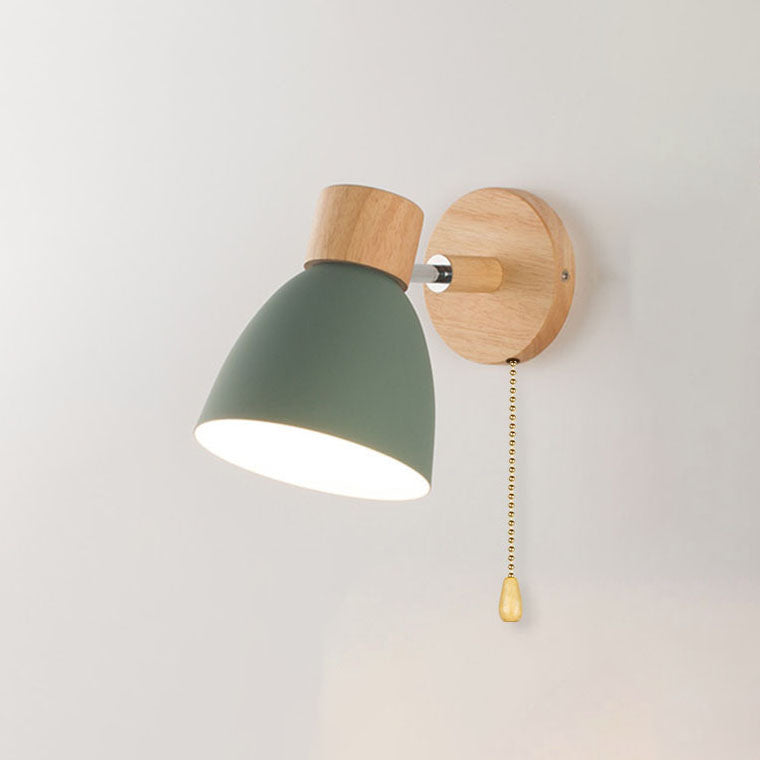 Wandlamp met Kantelbare Arm en Conische Kap - Hout en IJzer