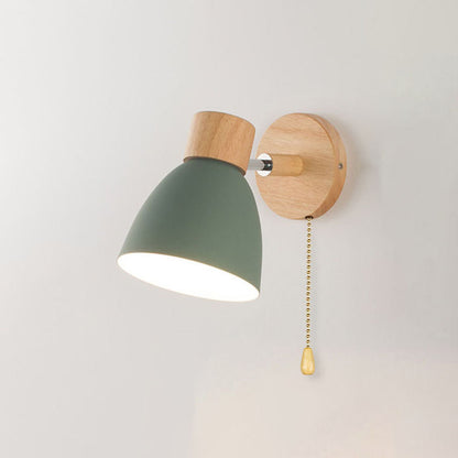 Wandlamp met Kantelbare Arm en Conische Kap - Hout en IJzer