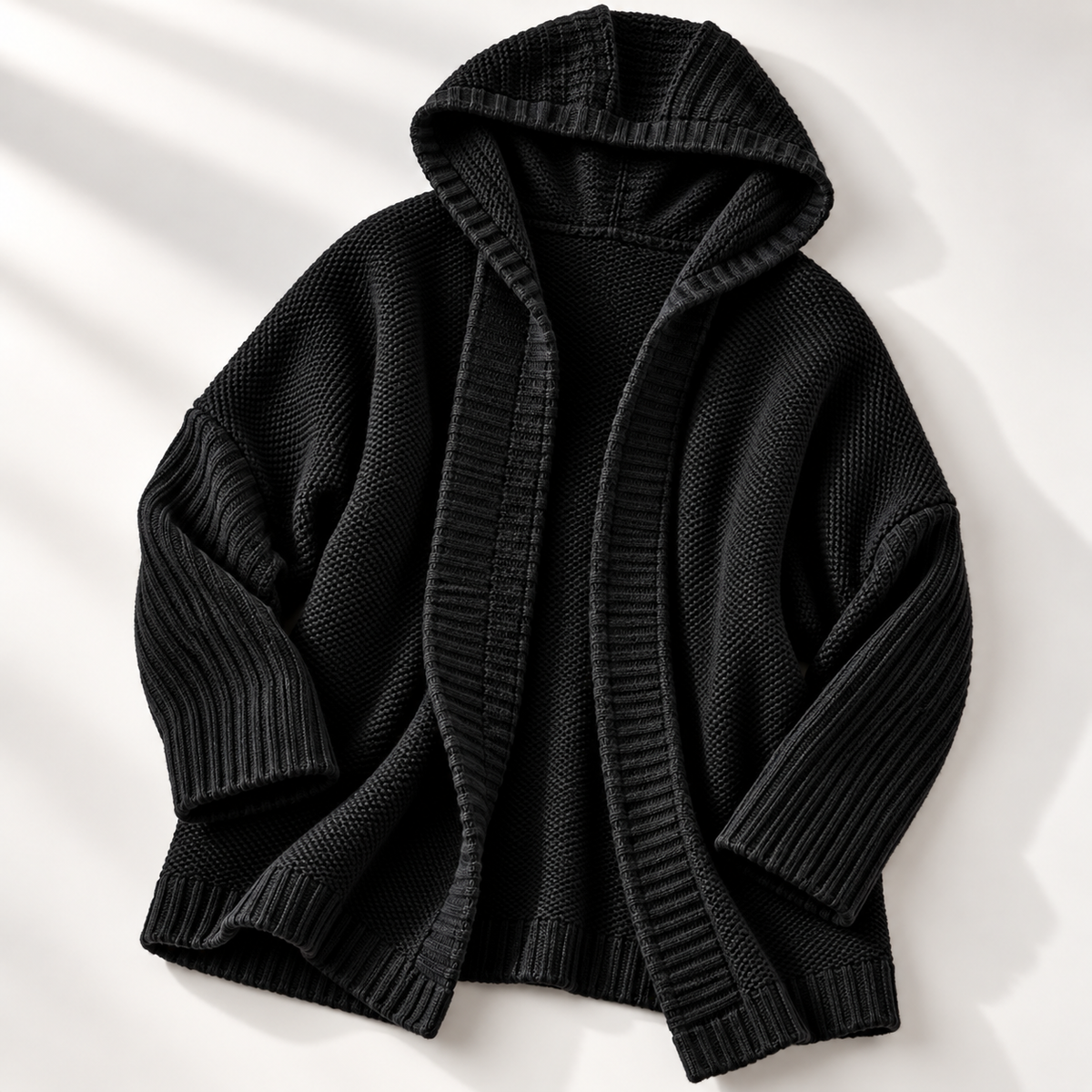 Dames Vest met Capuchon Grof Gebreid Longline Cardigan
