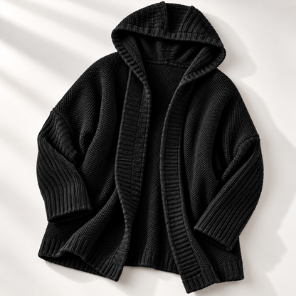 Dames Vest met Capuchon Grof Gebreid Longline Cardigan