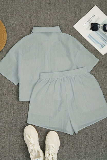 Dames Getailleerde Set – Met Kraag, Geschikt voor Zomer en Casual Gebruik