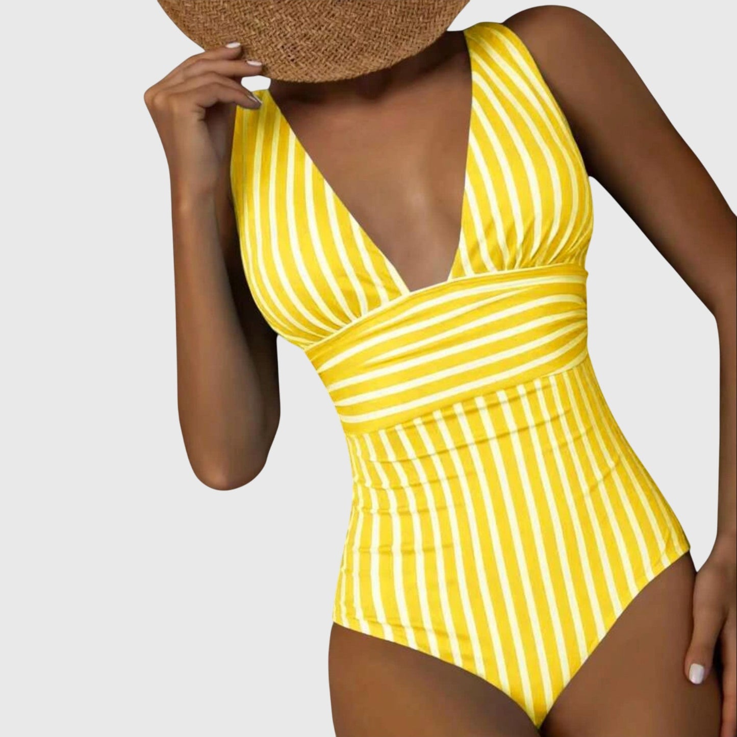 Dames Getailleerd Badpak – V-hals, Geschikt voor Zomer en Strandgebruik