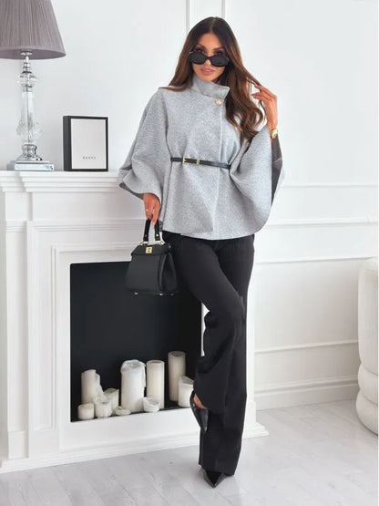 Dames Poncho – Moderne Oversized Stijl, Katoen