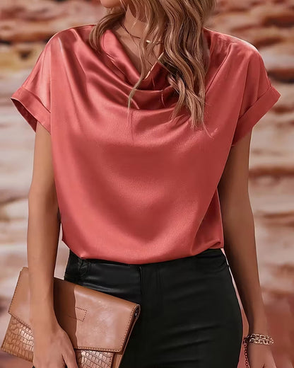 Dames Getailleerde Blouse – Met Kapuinkraag, Geschikt voor Casual en Werkgebruik