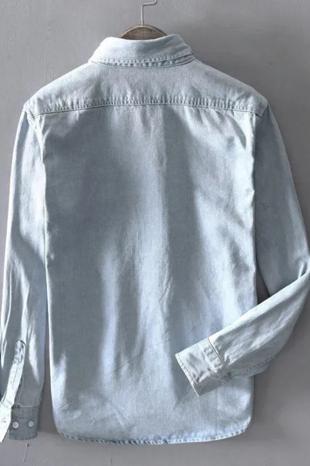 Heren Denim Overhemd Button-Down met Borstzak