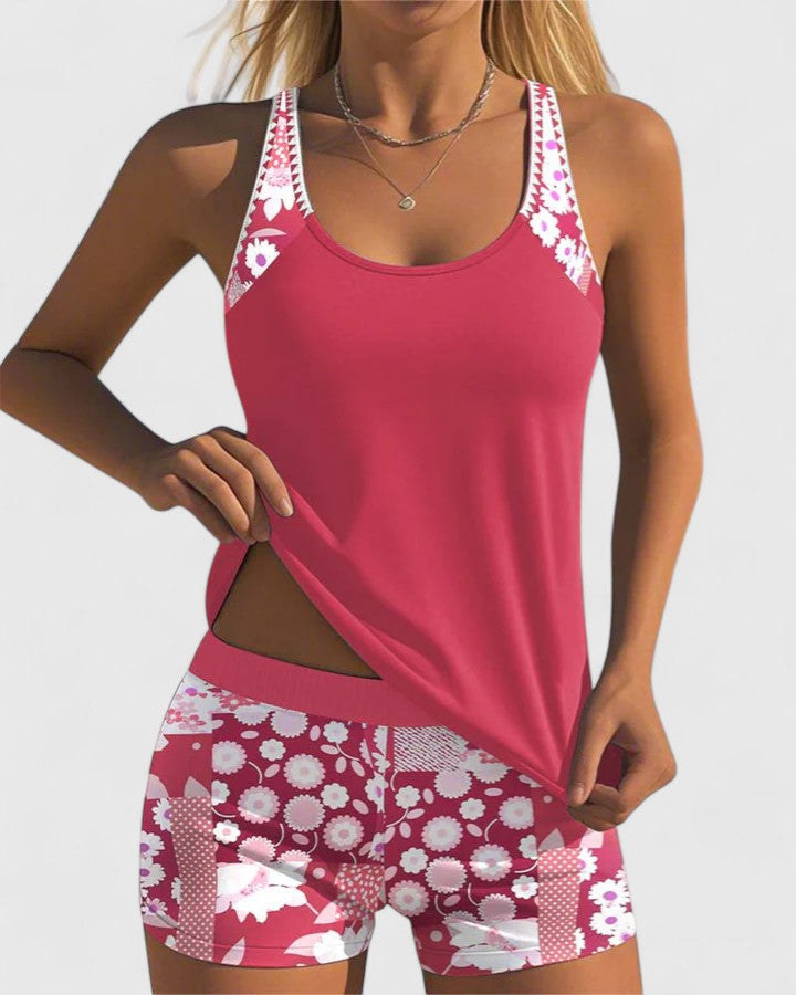 Dames High-Waisted Tankini – Geschikt voor Zomer, Met Verstelbare Bandjes en Ondersteuning