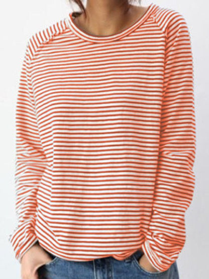 Dames Gestreepte Casual Longsleeve Shirt – Zacht Katoen, Perfect voor Lente en Herfst