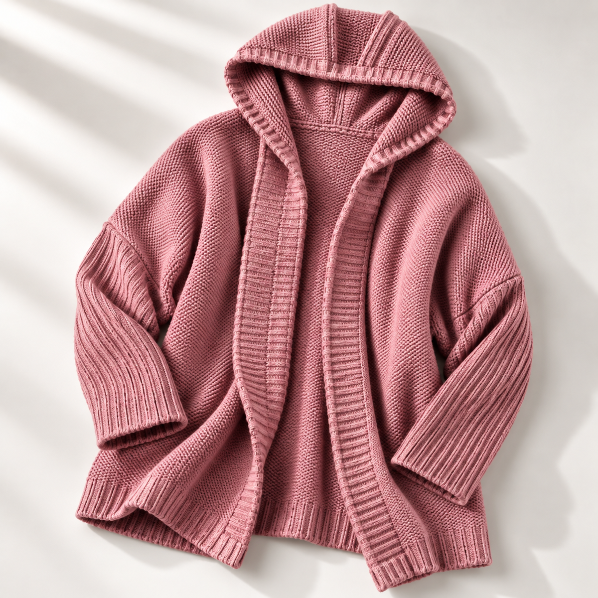 Dames Vest met Capuchon Grof Gebreid Longline Cardigan