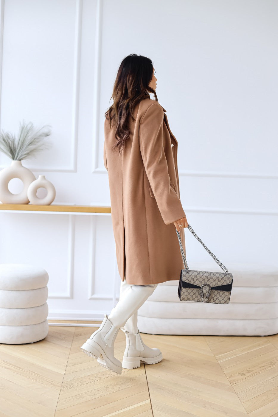 Wollen Dames Mantel met Twee Rijen Knopen – Warme Klassieke Look