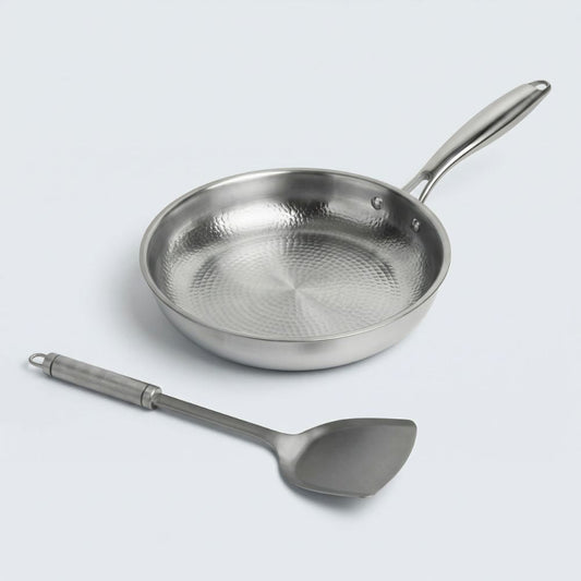 Titanium Koekenpan Gehamerd met Spatel - Antiaanbaklaag Zonder Chemicaliën
