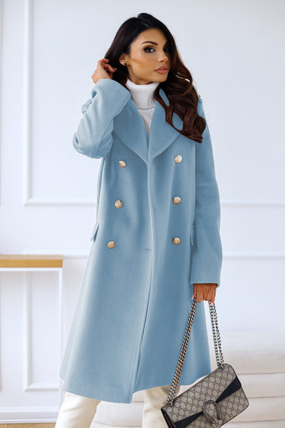 Wollen Dames Mantel met Twee Rijen Knopen – Warme Klassieke Look