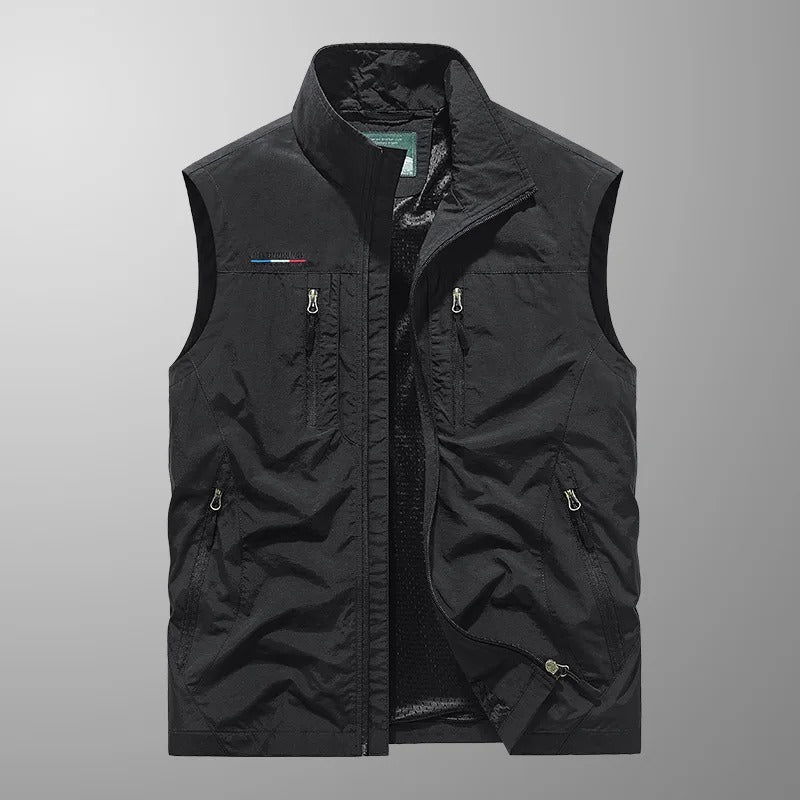 Heren Bodywarmer Mouwloos met Opstaande Kraag en Ritszakken